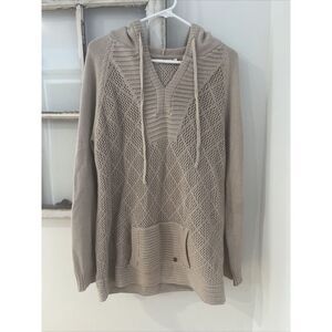 Women's Prana Sugar Beach Pullover Hooded Sweater‎ Beige Large L Organic Cotton